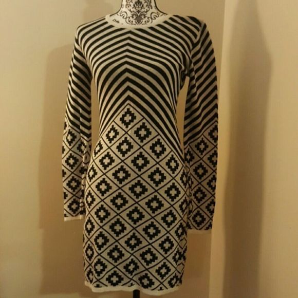 Ivory and Black Sweater Dress - Picture 1 of 4